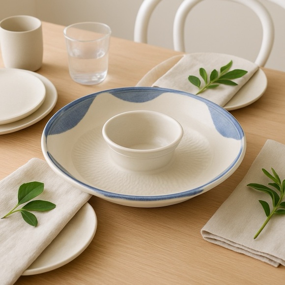 Handmade Studio Pottery XL Chip and Dip Platter Ceramic Entertaining Serverware - Picture 1 of 7